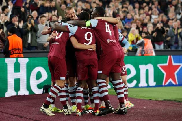 West Ham United v SC Freiburg UEFA Europa League Aaron Cresswell of West Ham United celebrates scoring his sides 3rd goal during the UEFA Europa League Round of 16 Second Leg match at the London Stadium, Stratford Copyright: xPaulxChestertonx FIL-19832-0053 UK Newspapers OUT