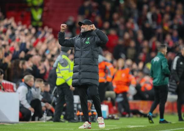 UEFA Europa League Liverpool v Sparta Prague Jürgen Klopp manger of Liverpool celebrates Darwin Nunez of Liverpool goal to make it 1-0 Liverpool, during the UEFA Europa League match Liverpool vs Sparta Prague at Anfield, Liverpool, United Kingdom, 14th March 2024 (Photo by Gareth Evans News Images) Liverpool Anfield Merseyside United Kingdom Copyright: xGarethxEvans NewsxImagesx