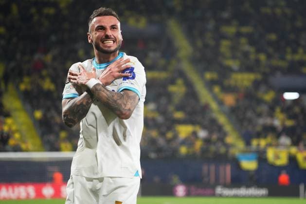 ESP: Villarreal CF and Olympique Marseille. UEFA Champions League match. Round of 16. Jonathan Clauss of Olympique Marseille celebrates after scoring goal during the UEFA Europa League match, Round of 16, second leg, between Villarreal CF and Olympique Marseille played at La Ceramica Stadium on March 14, 2024 in Villarreal, Spain. kpng Copyright: xSergioxRuizx xPRESSINPHOTOx AC_240314_588