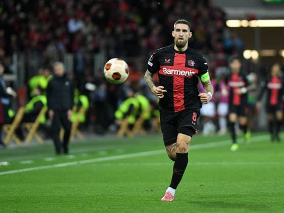 14.03.2024, Leverkusen, Germany, BayARENA, Bayer Leverkusen vs Qarabag FK - UEFA Europa League 2023 2024 - Round of 16 second leg, Robert Andrich (Bayer 04 Leverkusen) schaut (Foto Ralf Treese) Leverkusen BayARENA North Rhine-Westphalia Germany