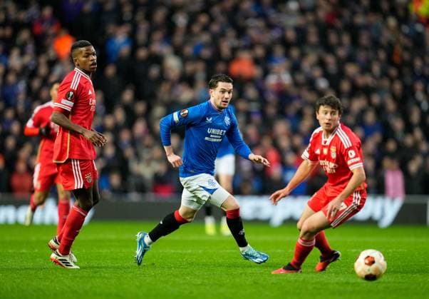 Scott Wright of Rangers Rangers v Benfica, UEFA Europa League, Round of 16, Second Leg, Football, Ibrox Stadium, Glasgow, UK - 14 Mar 2024 EDITORIAL USE ONLY No use with unauthorised audio, video, data, fixture lists, club league logos or live services. Online in-match use limited to 120 images, no video emulation. No use in betting, games or single club league player publications. Copyright: xStuartxWallace Shutterstockx 14385550y