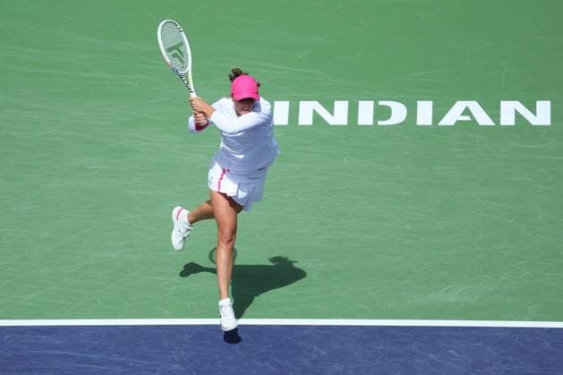 Iga Swiatek (Pol) defeated Caroline Wozniacki TENNIS : Indian Wells 2024 - 14 03 2024 AntoineCouvercelle Panoramic 