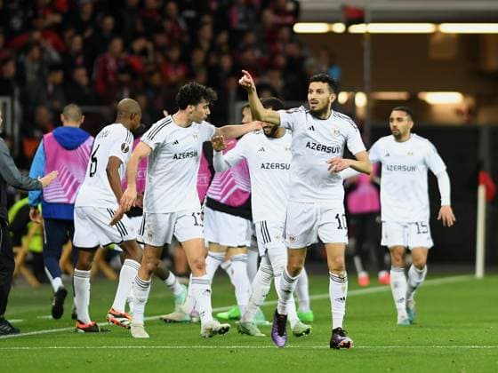 14.03.2024, Leverkusen, Germany, BayARENA, Bayer Leverkusen vs Qarabag FK - UEFA Europa League 2023 2024 - Round of 16 second leg, Abdellah Zoubir (Qarabag Agdam) Torjubel, jubelt nach seinem Treffer zum 0:1 (Foto Ralf Treese) Leverkusen BayARENA North Rhine-Westphalia Germany