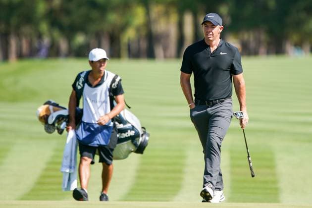 March 14, 2024, Ponte Vedra Beach, Florida, United States: Rory McIlroy (R) and caddie Harry Diamond approach the 2nd green during the first round of the 2024 PLAYERS Championship at TPC Sawgrass. Ponte Vedra Beach United States - ZUMAw109 20240314_fap_w109_002 Copyright: xDebbyxWongx