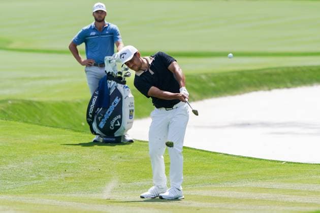 March 14, 2024, Ponte Vedra Beach, Florida, United States: Xander Schauffele chips on to the 9th green during the first round of the 2024 PLAYERS Championship at TPC Sawgrass. Ponte Vedra Beach United States - ZUMAw109 20240314_fap_w109_024 Copyright: xDebbyxWongx