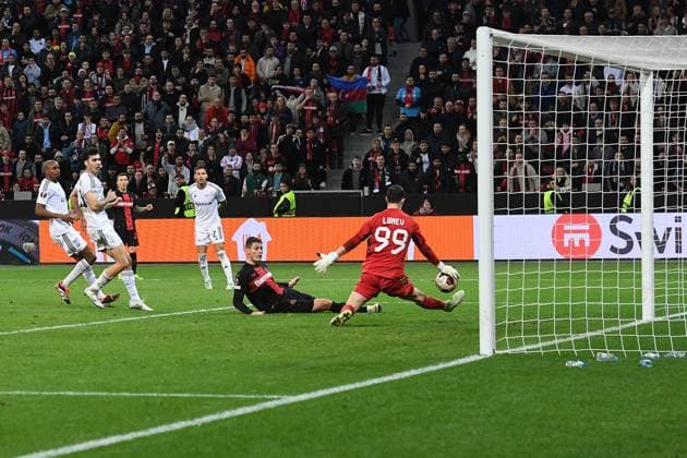 Fußball Europa League Achtelfinale Bayer 04 Leverkusen - Qarabag Agdam am 14.03.2024 in der BayArena in Leverkusen Tor zum 2:2 durch Patrik Schick ( Leverkusen )