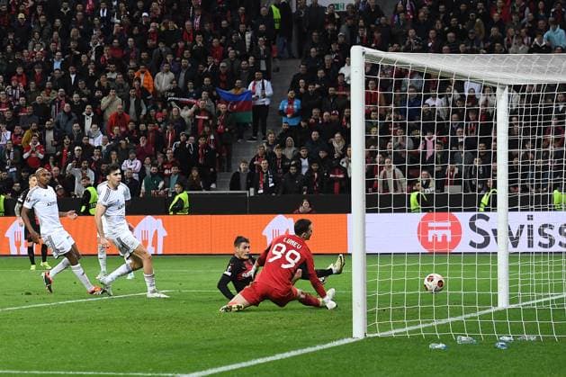 Fußball Europa League Achtelfinale Bayer 04 Leverkusen - Qarabag Agdam am 14.03.2024 in der BayArena in Leverkusen Tor zum 2:2 durch Patrik Schick ( Leverkusen )