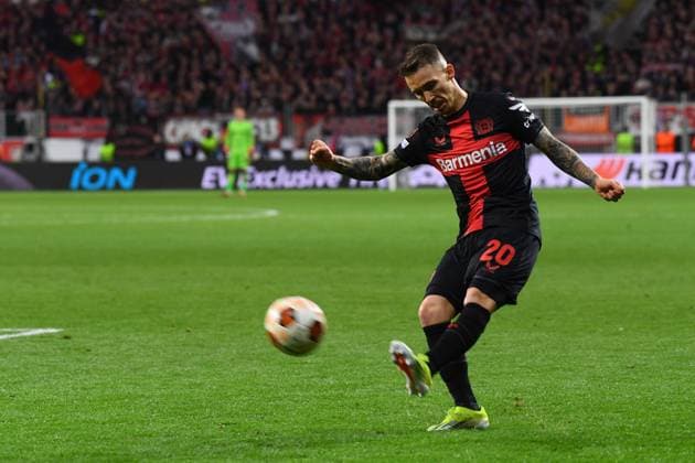 LEVERKUSEN, GERMANY - 14.03.24: The match of match UEFA Europa League Bayer 04 Leverkusen vs Qarabag FK at Bayarena  Copyright: xVITALIIxKLIUIEVx