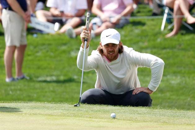 PONTE VEDRA BEACH, FL - MARCH 14: PGA, Golf Herren golfer Tommy Fleetwood lines up a putt on the 9th hole during The Players Championship on March 14, 2024, at TPC Sawgrass in Ponte Vedra Beach, Florida. (Photo by Brian Spurlock Icon Sportswire) GOLF: MAR 14 PGA THE PLAYERS Championship EDITORIAL USE ONLY Icon24031494
