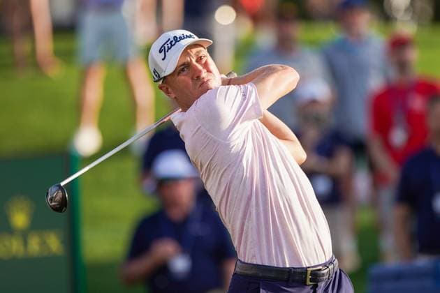 March 14, 2024, Ponte Vedra Beach, Florida, United States: Justin Thomas tees off the 18th hole during the first round of the 2024 PLAYERS Championship at TPC Sawgrass. Ponte Vedra Beach United States - ZUMAw109 20240314_fap_w109_045 Copyright: xDebbyxWongx