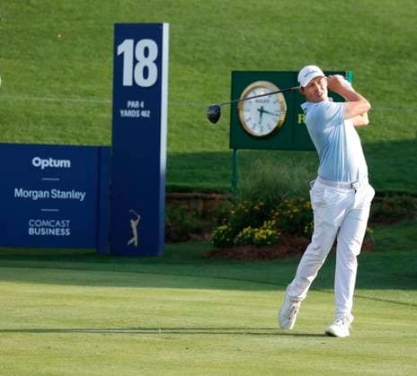 PONTE VEDRA BEACH, FL - MARCH 14: PGA, Golf Herren golfer Matt Fitzpatrick hits his tee shot on the 18th hole during The Players Championship on March 14, 2024, at TPC Sawgrass in Ponte Vedra Beach, Florida. (Photo by Brian Spurlock Icon Sportswire) GOLF: MAR 14 PGA THE PLAYERS Championship EDITORIAL USE ONLY Icon240314128