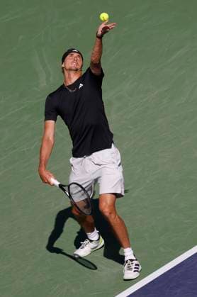 March 14, 2024 Alexander Zverev of Germany serves against Carlos Alcaraz of Spain during the BNP Paribas Open in Indian Wells, CA. CSM Indian Wells United States of America - ZUMAc04_ 20240314_zma_c04_166 Copyright: xCharlesxBausx