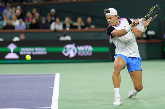 Holger Rune of Denmark in action BNP Paribas Open, Tennis, Day 9, Indian Wells Tennis Garden, California, USA - 14 Mar 2024  Copyright: xEllaxLing Shutterstockx 14386185fo
