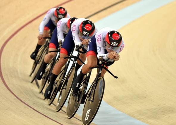 Sport Themen der Woche KW11 (240315) -- HONG KONG, March 15, 2024 -- Matsuda Shoi, Kojima Naoki, Hashimoto Eiya and Kuboki Kazushige of Team Japan compete during the men s team pursuit qualifying at the 2024 International Cycling Union (UCI) Track Nations Cup in Hong Kong, South China, March 15, 2024. ) (SP)CHINA-HONG KONG-CYCLING-2024 UCI TRACK NATIONS CUP LoxPingxFai 