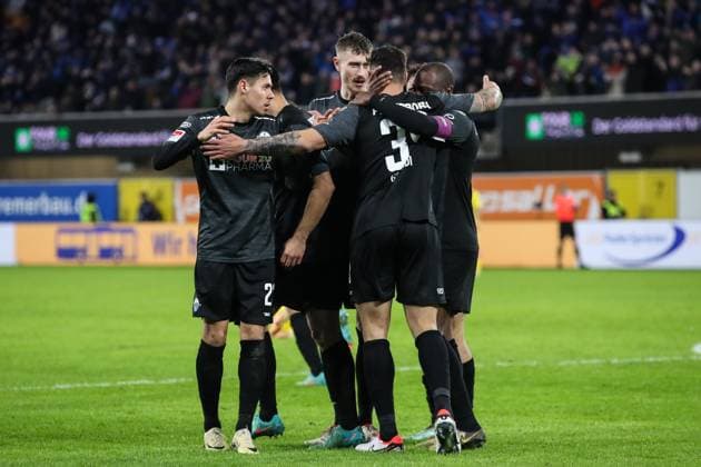 Torjubel - Torschütze Adriano Grimaldi (SC Paderborn,39)) trifft zum 1-1 - 2. Fußball Bundesliga Saison 2023-2024 SC Paderborn vs. Eintracht Braunschweig in der Home Deluxe Arena in Paderborn - Aktion,Fußball,Mann,Männer,Deutschland,15.03.2024