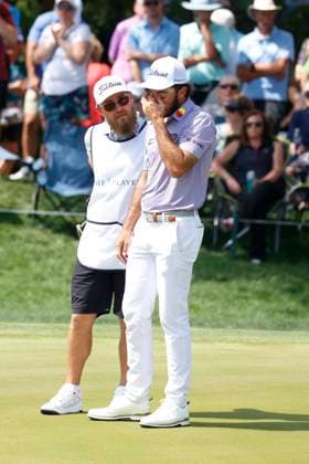 PONTE VEDRA BEACH, FL - MARCH 15: PGA, Golf Herren golfer Max Homa looks dejected after he finishes his second round on the 9th hole during The Players Championship on March 15, 2024, at TPC Sawgrass in Ponte Vedra Beach, Florida. (Photo by Brian Spurlock Icon Sportswire) GOLF: MAR 15 PGA THE PLAYERS Championship EDITORIAL USE ONLY Icon24031526