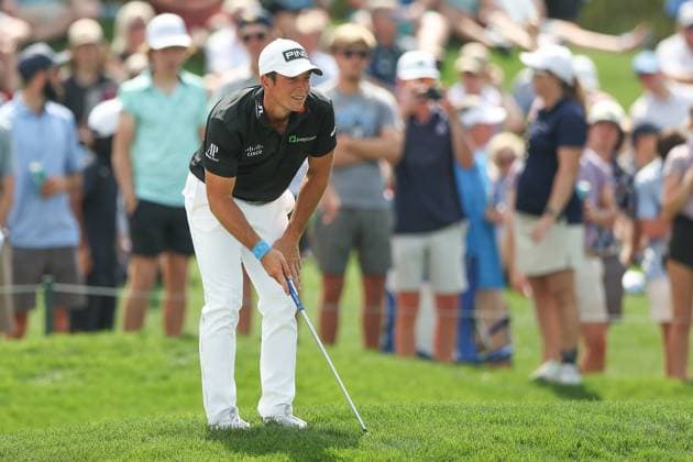 March 15, 2024: Viktor Hovland sizes up his chip shot on the 4th hole during the second round of THE PLAYERS Championship at TPC Sawgrass in Ponte Vedra, FL. CSM Ponte Vedra United States of America - ZUMAc04_ 20240315_zma_c04_083 Copyright: xGrayxSiegelx
