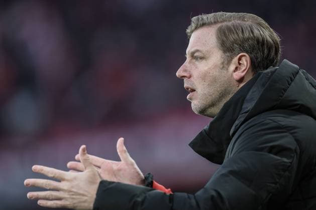Eupen s head coach Florian Kohfeldt pictured during a soccer match between Standard de Liege and KAS Eupen, Saturday 16 March 2024 in Liege, on the last day (30 30) of the 2023-2024 season of the Jupiler Pro League first division of the Belgian championship. BRUNOxFAHY  x89296178x