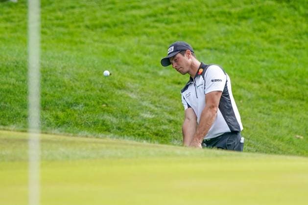 March 16, 2024, Ponte Vedra Beach, Florida, United States: VIKTOR HOVLAND (NOR) hits out of a bunker on the 9th green during the third round at the 2024 PLAYERS Championship at TPC Sawgrass. Ponte Vedra Beach United States - ZUMAw109 20240316_fap_w109_008 Copyright: xDebbyxWongx