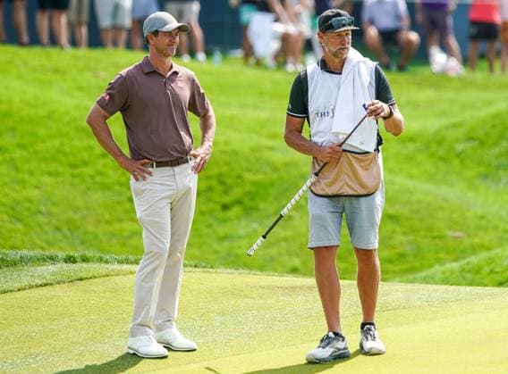 March 16, 2024, Ponte Vedra Beach, Florida, United States: ADAM SCOTT (L)(AUS) and his caddie Matthew Tritton wait on the 9th green during the third round at the 2024 PLAYERS Championship at TPC Sawgrass. Ponte Vedra Beach United States - ZUMAw109 20240316_fap_w109_005 Copyright: xDebbyxWongx