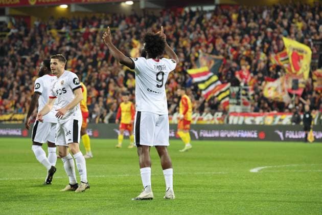 Joie de Terem MOFFI (OGC Nice) lors du match RC Lens - OGC Nice, Ligue 1, stade Bollaert-Delelis, le 16 mars 2024 FOOTBALL : RC LENS vs NICE - LIGUE 1 - 16 03 2024 LaurentSanson Panoramic 