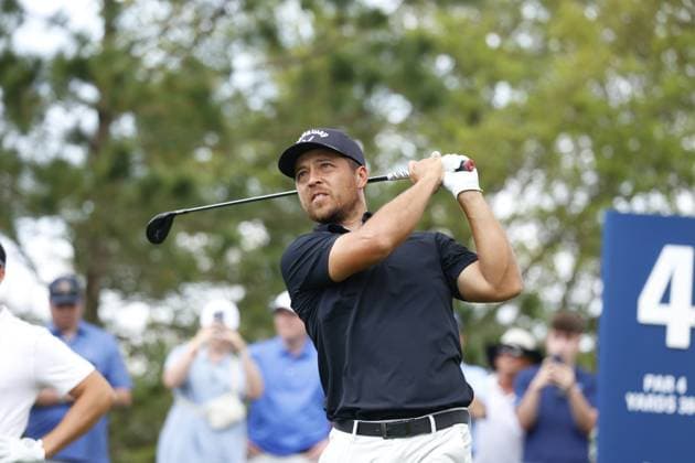 PONTE VEDRA BEACH, FL - MARCH 16: PGA, Golf Herren golfer Xander Schauffele plays his tee shot on the 4th hole during the third round of The Players Championship on March 16, 2024, at TPC Sawgrass in Ponte Vedra Beach, Florida. (Photo by Brian Spurlock Icon Sportswire) GOLF: MAR 16 PGA THE PLAYERS Championship EDITORIAL USE ONLY Icon2403164