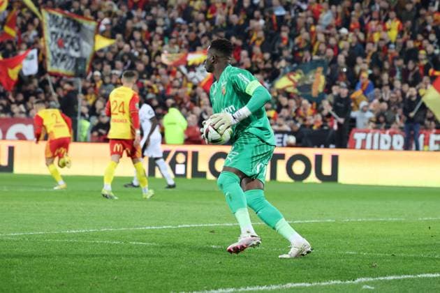 Brice SAMBA (RC Lens) lors du match RC Lens - OGC Nice, Ligue 1, stade Bollaert-Delelis, le 16 mars 2024 FOOTBALL : RC LENS vs NICE - LIGUE 1 - 16 03 2024 LaurentSanson Panoramic 