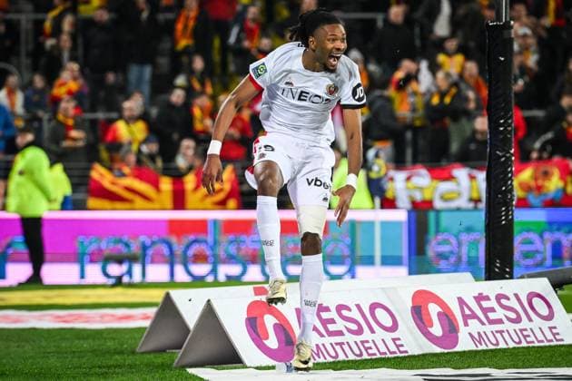 March 16, 2024, Lens, France, France: Khephren THURAM of Nice celebrates his goal during the Ligue 1 match between RC Lens and OGC Nice at Bollaert-Delelis Stadium on March 16, 2024 in Lens, France. Lens France - ZUMAm308 20240316_zsp_m308_007 Copyright: xMatthieuxMirvillex
