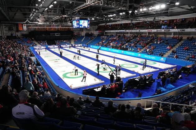March 16, 2024, Sydney, Ns, Canada: Fans watch the evening draw of the World WomenöÄÃ s Curling Championship at Centre 200 in Sydney, N.S., Saturday, March 16, 2024. Canada News - March 16, 2024  - ZUMAc35_ 20240316_zaf_c35_109 Copyright: xDarrenxCalabresex