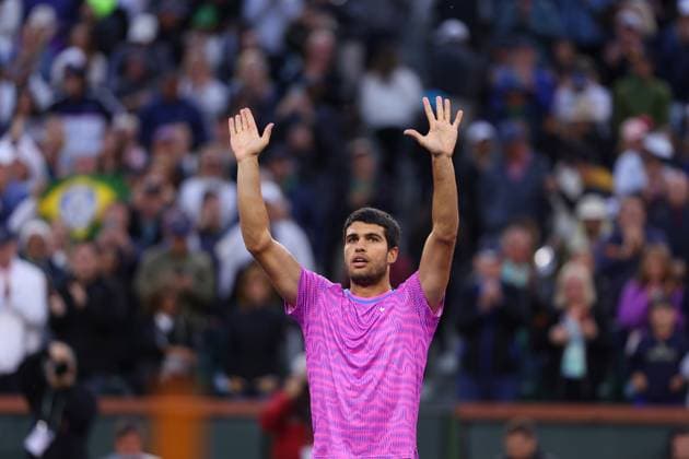 Carlos Alcaraz (Spa) defeated Jannik Sinner TENNIS : Indian Wells 2024 - 16 03 2024 AntoineCouvercelle Panoramic 