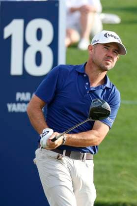 PONTE VEDRA BEACH, FL - MARCH 16: PGA, Golf Herren golfer Brian Harman plays his tee shot on the 18th hole during the third round of The Players Championship on March 16, 2024, at TPC Sawgrass in Ponte Vedra Beach, Florida. (Photo by Brian Spurlock Icon Sportswire) GOLF: MAR 16 PGA THE PLAYERS Championship EDITORIAL USE ONLY Icon24031685