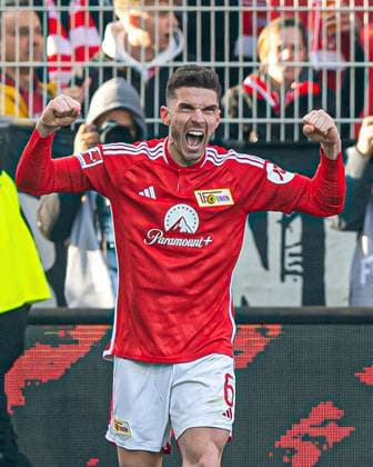 Fussball, Herren, Saison 2023 2024, 1. Bundesliga (26. Spieltag), 1. FC Union Berlin - SV Werder Bremen, Robin Gosens (1. FC Union Berlin), Jubel nach Tor zum 2:0, 16.03.2024, Copyright: xSebastianxRäppold MatthiasxKochx
