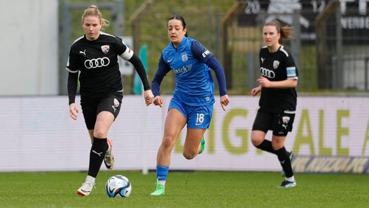 17.03.2024, Hänsch-Arena, Meppen, GER, Fußball, Fußball, 2. Bundesliga, Frauen: SV Meppen vs FC Ingolstadt, Selma Licina (SV Meppen 18) DFL REGULATIONS PROHIBIT ANY USE OF PHOTOGRAPHS AS IMAGE SEQUENCES AND OR QUASI-VIDEO. Meppen Niedersachsen Germany Hänsch-Arena