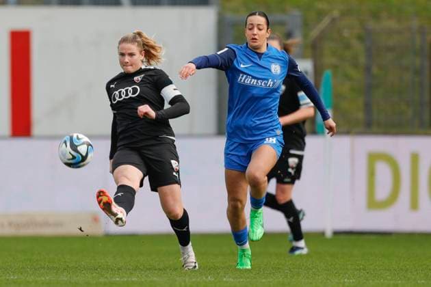 17.03.2024, Hänsch-Arena, Meppen, GER, Fußball, Fußball, 2. Bundesliga, Frauen: SV Meppen vs FC Ingolstadt, Selma Licina (SV Meppen 18) DFL REGULATIONS PROHIBIT ANY USE OF PHOTOGRAPHS AS IMAGE SEQUENCES AND OR QUASI-VIDEO. Meppen Niedersachsen Germany Hänsch-Arena