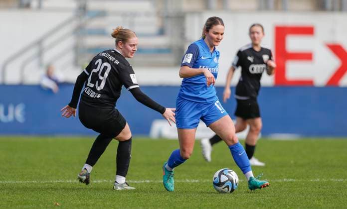17.03.2024, Hänsch-Arena, Meppen, GER, Fußball, Fußball, 2. Bundesliga, Frauen: SV Meppen vs FC Ingolstadt, Noreen Günnewig (SV Meppen 17) DFL REGULATIONS PROHIBIT ANY USE OF PHOTOGRAPHS AS IMAGE SEQUENCES AND OR QUASI-VIDEO. Meppen Niedersachsen Germany Hänsch-Arena