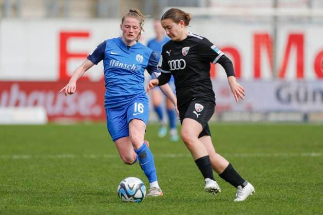 17.03.2024, Hänsch-Arena, Meppen, GER, Fußball, Fußball, 2. Bundesliga, Frauen: SV Meppen vs FC Ingolstadt, Sarah Schulte (SV Meppen 16) DFL REGULATIONS PROHIBIT ANY USE OF PHOTOGRAPHS AS IMAGE SEQUENCES AND OR QUASI-VIDEO. Meppen Niedersachsen Germany Hänsch-Arena