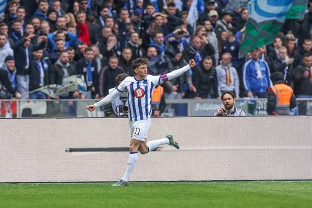 17.03.2024, Fussball, 2. Bundesliga, 26. Spieltag, Saison 2023 2024, Hertha BSC - FC Schalke 04, Fabian Reese (Hertha BSC) jubelt. Berlin Olympiastadion Berlin Deutschland xRHR-FOTO TRx