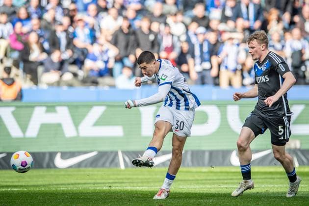 2. Fußball Bundesliga, Hertha BSC vs FC Schalke 04; Berlin, 17.03.2024 Ibrahim Maza (Hertha BSC, 30) 2. Fußball Bundesliga, Hertha BSC vs FC Schalke 04, Olympiastadion, Berlin, 17.03.2024 DFL REGULATIONS PROHIBIT ANY USE OF PHOTOGRAPHS AS IMAGE SEQUENCES AND OR QUASI-VIDEO.