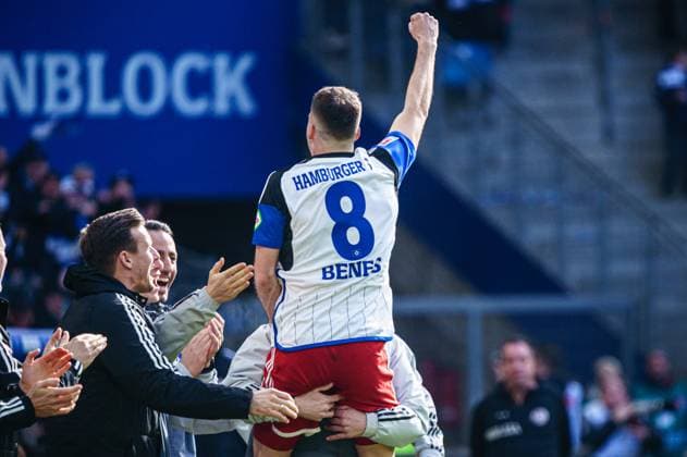 Torjubel Jubel Hamburger SV nach Tor zum 2:0 per Freistoss -Laszlo Benes (Hamburger SV, 08) GER, Hamburger SV vs. SV Wehen Wiesbaden, Fussball, 2. Bundesliga, Spieltag 26, Saison 2023 2024, 17.03.2024 DFL REGULATIONS PROHIBIT ANY USE OF PHOTOGRAPHS AS IMAGE SEQUENCES AND OR QUASI-VIDEO GER, Hamburger SV vs. SV Wehen Wiesbaden, Fussball, 2. Bundesliga, Spieltag 26, Saison 2023 2024, 17.03.2024 Hamburg