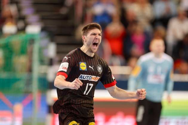 Lukas Zerbe (Germany) jubelt, Handball - 2024 IHF Men s Olympic Qualification Tournament, Austria vs Germany, ZAG-Arena, 17.03.2024, Hannover, Deutschland.