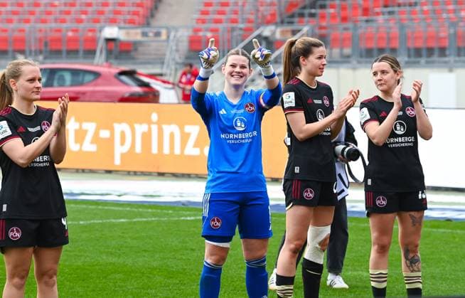 Germany, Nuernberg, 17.03.2024, Max-Morlock-Stadion, 1. FC Nuernberg vs SC Freiburg - Frauen-Bundesliga, Lea Paulick (1. FC Nuernberg) laughs and gestures Nuremberg Max-Morlock-Stadion Bavaria Germany