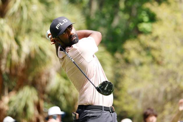 PONTE VEDRA BEACH, FL - MARCH 17: PGA, Golf Herren golfer Sahith Theegala plays his tee shot on the 2nd hole during the final round of The Players Championship on March 17, 2024, at TPC Sawgrass in Ponte Vedra Beach, Florida. (Photo by Brian Spurlock Icon Sportswire) GOLF: MAR 17 PGA THE PLAYERS Championship EDITORIAL USE ONLY Icon24031731