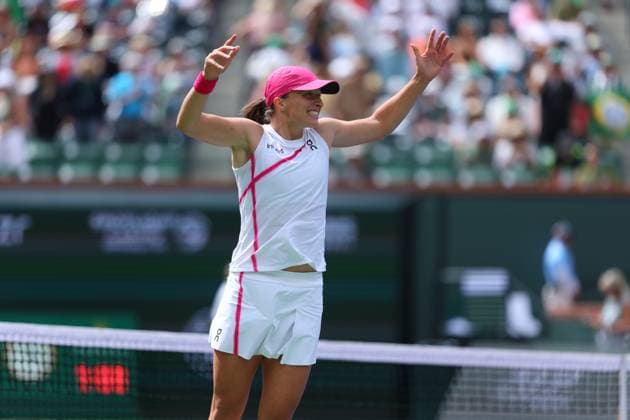 Iga Swiatek (Pol) defeated Maria Sakkari (Gre) for the championships at Indian Wells TENNIS : Indian Wells 2024 - 17 03 2024 AntoineCouvercelle Panoramic 