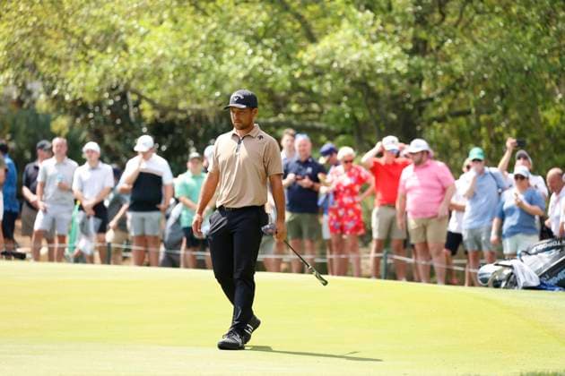 PONTE VEDRA BEACH, FL - MARCH 17: PGA, Golf Herren golfer Xander Schauffele putts on the 3rd hole during the final round of The Players Championship on March 17, 2024, at TPC Sawgrass in Ponte Vedra Beach, Florida. (Photo by Brian Spurlock Icon Sportswire) GOLF: MAR 17 PGA THE PLAYERS Championship EDITORIAL USE ONLY Icon24031758