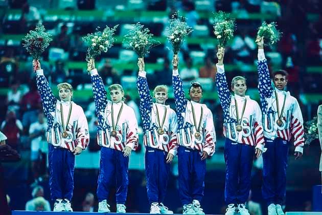 1992 Summer Olympics Women s Team Gymnastics USA team bronze medal winners in the women s artistic team all-around gymnastics at the 1992 Olympic Summer Games. Barcelona Palau Sant Jordi Spain Copyright: xStevenxExSutton Duomo PCNx OL9202 GY0110
