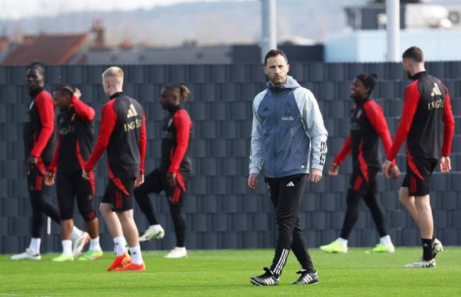 Sport Themen der Woche KW12 Belgium s head coach Domenico Tedesco pictured during a training session of the Belgian national soccer team Red Devils, at the Royal Belgian Football Association s training center, in Tubize, Tuesday 19 March 2024. On Saturday, the Red Devils play a friendly game against Ireland, part of the preparations for the Euro 2024. VIRGINIExLEFOUR  x89452059x