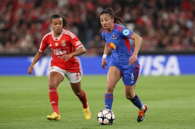 Lisbon, Portugal, Tuesday 19 March 2024 UEFA Women s Champions League 2023 24 1 4 Final SL Benfica - Olympique Lyon, Marie Alidou (SL Benfica), Selma Bacha (Olympique Lyon) Copyright: JoaquimxFerreira