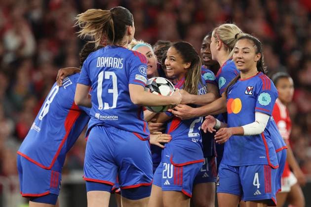 Lisbon, Portugal, Tuesday 19 March 2024 UEFA Women s Champions League 2023 24 1 4 Final SL Benfica - Olympique Lyon, Torjubel, Goal celebration, celebrate the goal um Delphine Cascarino (Olympique Lyon) Copyright: JoaquimxFerreira