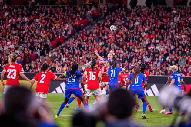 Lisbon, Portugal Lindsey Horan (26 Olympique Lyonnais) in action during the UEFA Womens Champions League game between SL Benfica and Olympique Lyonnais at Estadio do Lisboa e Benfica in Lisbon, Portugal. (Pauline Figuet SPP) Copyright: xPaulinexFiguetx xSPPx spp-en-PaFiSp-PF_SLBvOL525