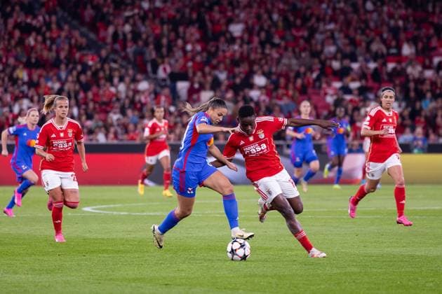Lisbon, Portugal Delphine Cascarino (20 Olympique Lyonnais) in action during the UEFA Womens Champions League game between SL Benfica and Olympique Lyonnais at Estadio do Lisboa e Benfica in Lisbon, Portugal. (Pauline Figuet SPP) Copyright: xPaulinexFiguetx xSPPx spp-en-PaFiSp-PF_SLBvOL529